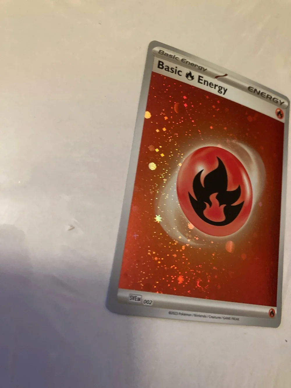 Pokemon Fire Energy Holo Card - Red